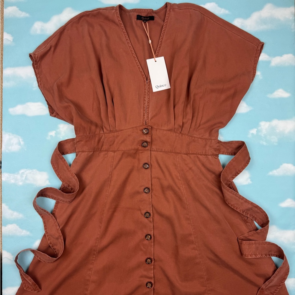 Quince Women's Rust Button-Down Mini Dress